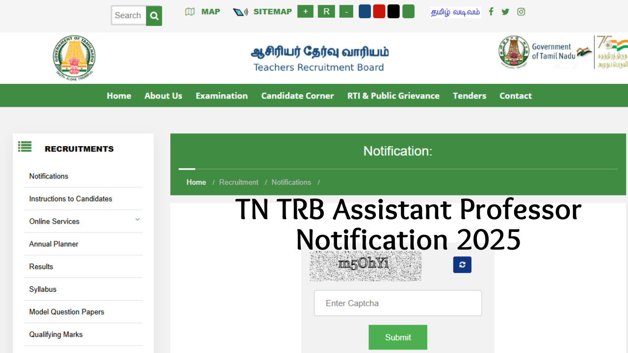 TN TRB Assistant Professor Notification 2025